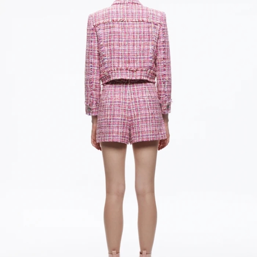 Alice + Olivia Tweed Cropped Jacket XS & Conry Pleated Short Sz 2 - Picture 3 of 9